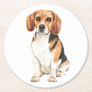 Süße Beagle-Mutter-Hundliebhaber-Welpen-Vater-Aqua Runder Pappuntersetzer