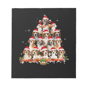Süße Beagles Weihnachtsbaum Hund Santa Xmas Tee Lu Notizblock