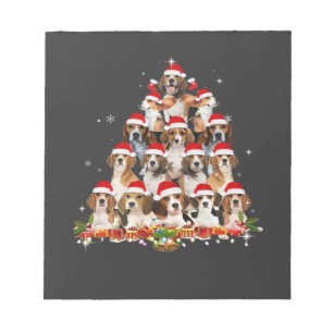 Süße Beagles Weihnachtsbaum Hund Santa Xmas Tee Lu Notizblock