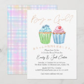 Süße Beeren-Cupcakes - Junge oder Mädchen Geschlec Einladung (Vorne/Hinten)