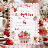 Süße Beeren Erste Erdbeermädchen 1. Geburtstag Einladung