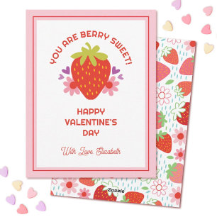 Süße Beeren Kinder Valentinstag Erdbeere Feiertagskarte