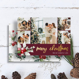 Süße Beeren-Weihnachts-Schrift-Foto-Collage Folien Feiertagskarte