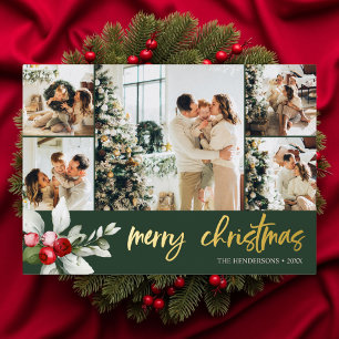 Süße Beeren-Weihnachts-Script-Foto-Collage Folien Feiertagskarte
