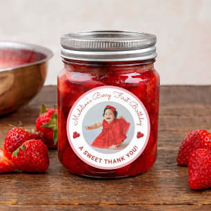 Süße Beeren zum ersten Geburtstag, ein süßes Danke Runder Aufkleber