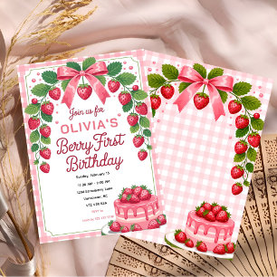 Süße Beeren zum ersten Geburtstag Einladung