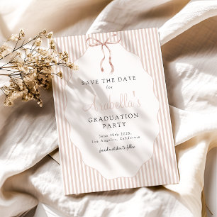 Süße beige gestreifte Schleife Abschluss Save The Date