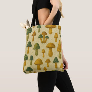 Süße beige, goldene und grüne Pilze Tasche