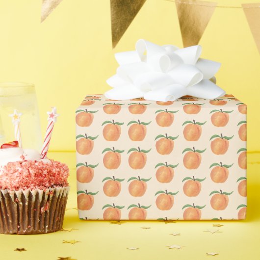 Süße bemalte Pfirsich-Frucht-Illustration Geschenkpapier (Geburtstagsparty)