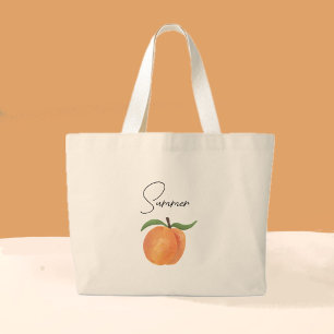 Süße bemalte Pfirsich-Frucht-Illustration Jumbo Stoffbeutel