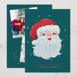 Süße, bemalte Vintage-Weihnachtsmann-Fotodesign Feiertagskarte