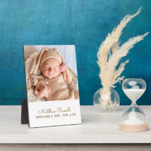 Süße benutzerdefinierte Baby-Foto-Geburtsstatistik Fotoplatte