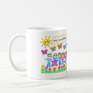 Süße benutzerdefinierte Kinderzeichnung Familien-T Kaffeetasse