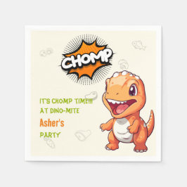 Süße benutzerdefinierte orange Dinosaurier-Party-S Serviette