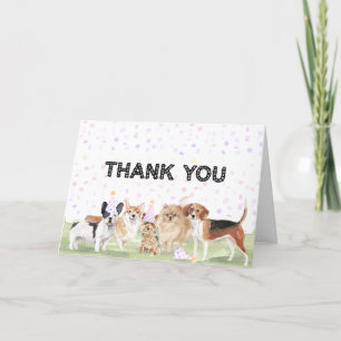 Süße benutzerdefinierte Pet Pawty Pink Hund Geburt Dankeskarte