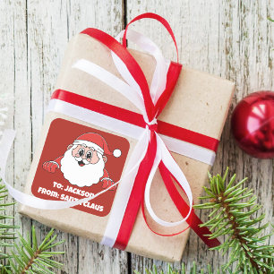 Süße benutzerdefinierte Rote von Santa Claus Quadratischer Aufkleber