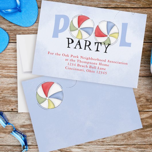 Süße benutzerdefinierte Sommerpoolparty Einladung