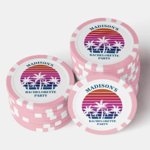 Süße benutzerdefinierte Strand-Palmen-Junggesellin Pokerchips