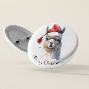 Süße benutzerdefinierte Weihnachts-Alpaka-Kunst Button