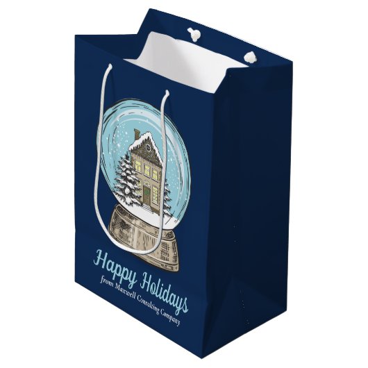 Süße benutzerdefinierte Weihnachts-Schneekugel in Mittlere Geschenktüte (Vorderseite Schrägansicht)