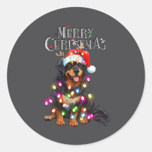 Süße Berner Sennenhund Weihnachtslichter Xmas Hund Runder Aufkleber