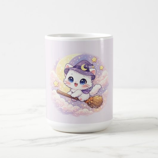 Süße Besenhexen-Kitty Kaffeetasse (Mittel)