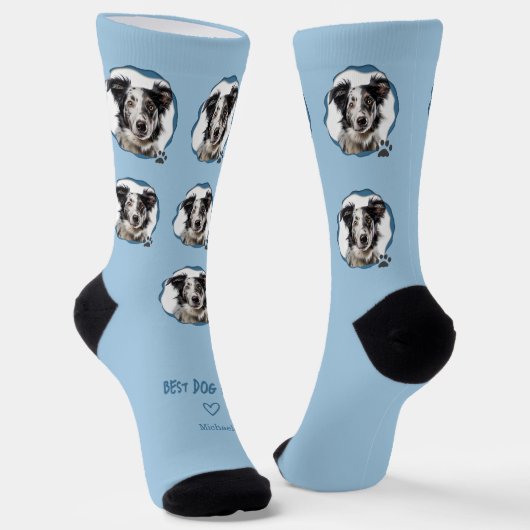 Süße beste Hundemutter-Foto in Blau Socken (Gewinkelt)
