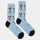 Süße beste Hundemutter-Foto in Blau Socken (Rechts)