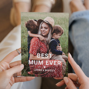 Süße BESTE MUMIE ALLERZEITEN Herz Muttertagsfoto Feiertagskarte