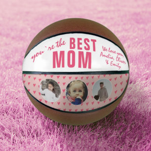 Süße beste Mutter rosa Herz 3 Foto-Collage Basketball