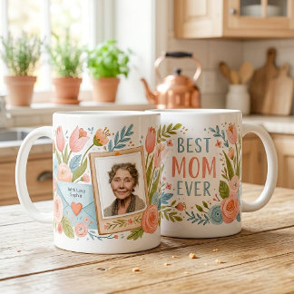 Süße beste Mutter überhaupt Florales Foto Name Mut Kaffeetasse
