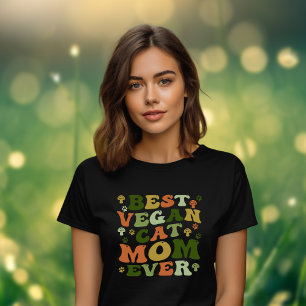 Süße beste vegane Katzenmutter, Retro-Farben T-Shirt