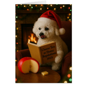 Süße Bichon Frise 'Käse-Steuer' Weihnachtskarte