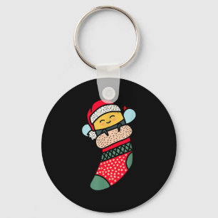 Süße Biene Baby Hummel in Weihnachts Socke Xmas Sc Schlüsselanhänger
