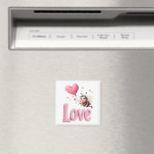 Süße Biene Fluffiger Rosa Liebesherzballon Magnet (In Situ (Geschirrspüler))