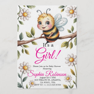 Süße Biene & Gänseblümchen-Baby-Shower-Einladung Einladung