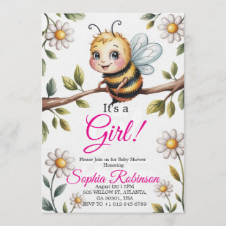 Süße Biene & Gänseblümchen-Baby-Shower-Einladung Einladung