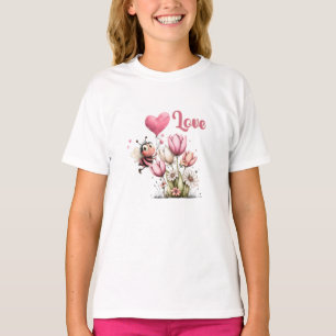 Süße Biene Liebe Herz Ballon Frühlingsblumen T-Shirt