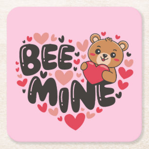 Süße Biene Mein Teddy Bär Valentinstag Rechteckiger Pappuntersetzer
