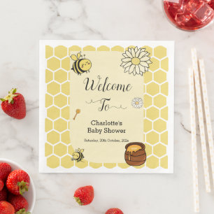 Süße Biene mit süßem Honig Baby Shower Serviette