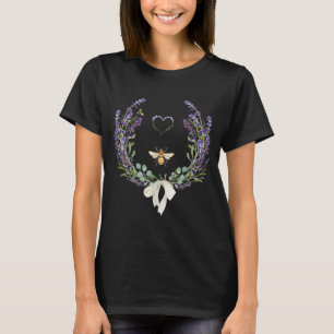 Süße Biene Schleife Lavendelblüte Herz Botanisch N T-Shirt