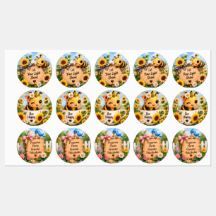 Süße Biene & Sonnenblume Inspirierendes Sticker-Se Etiketten