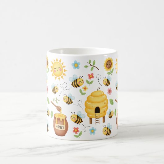 Süße Biene und Bienenstock Kaffeetasse (Mittel)