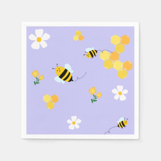 Süße Bienen & Honigwaben-Gartenmuster Serviette (Vorderseite)