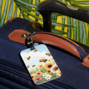 Süße Bienen und Blumen Illustration Gepäckanhänger