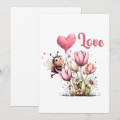 Süße Bienenliebe Herz & Floral  Feiertagskarte (Vorne/Hinten)