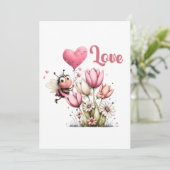 Süße Bienenliebe Herz & Floral  Feiertagskarte (Stehend Vorderseite)
