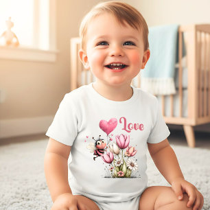 Süße Bienenliebe Herzballon Frühlingsblumen Baby Strampler