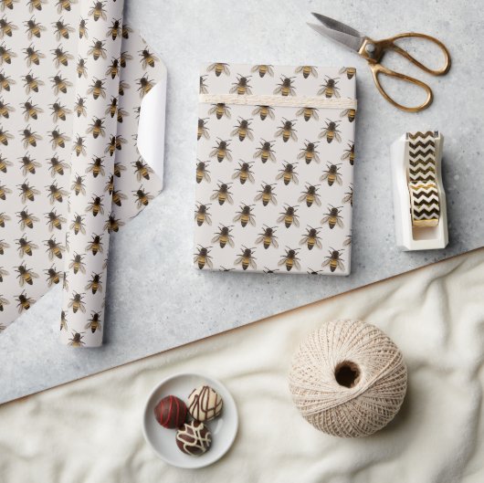 Süße Bienenmuster-Wrap-Papier Geschenkpapier (Kunsthandwerk)