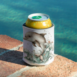 SÜSSE BIZARRE SOMMERSTRANDSZENE MIT DELPHIN DOSENKÜHLER